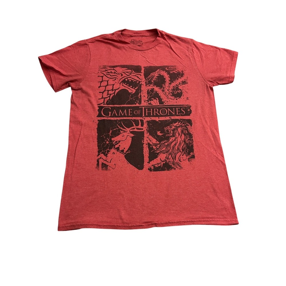 Vintage Game of Thrones TShirt Mens Small Red Excellent House Sigils Graphic Tee